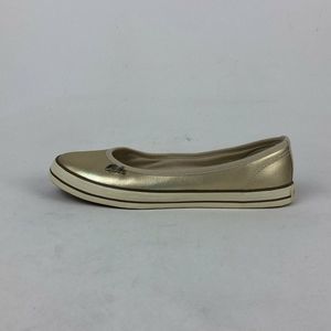 Coca Cola Womens Gold Leather Round Toe Comfort Slip On Ballet Flats Size 7